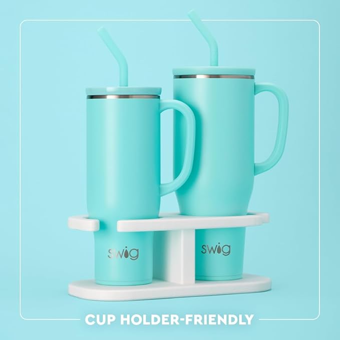 Swig Life 30oz Mega Mug, 30oz Tumbler with Handle and Straw, Large Insulated Tumblers, Cup Holder Friendly Travel Mug, Stainless Steel 30 oz Tumbler, Reusable Insulated Water Bottle (Funky Chicken)