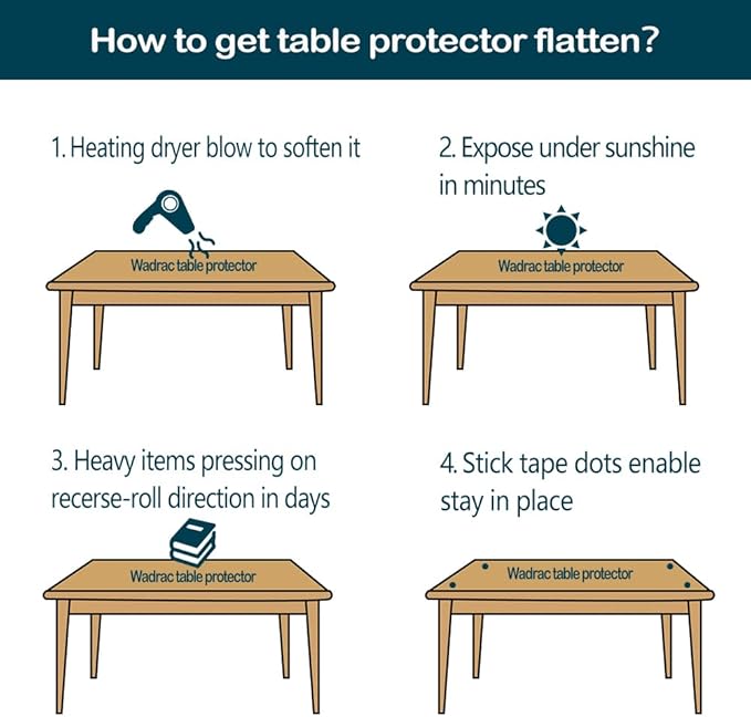 Wadrac Clear Table Protector Plastic Table Cloths PVC Night Stand Table Cover Mat Office Desk Mat Shelf Surface Protection Crystal Children Painting Cover Pad Transprent Rectangular 40x87 inch