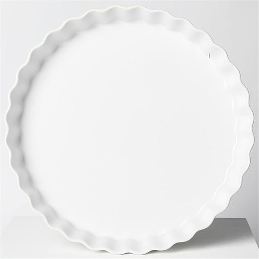 ONTUBE Pie Pans 11 Inches Ceramic Quiche Pans, Round Pie Tins for Baking,Oven Saf (White, 11" x 1 Pieces)
