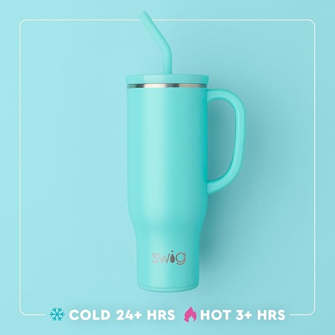 Swig Life 30oz Mega Mug, 30 oz Tumbler with Handle and Straw, Cup Holder Friendly, Dishwasher Safe, Extra Large Insulated Tumbler, Stainless Steel Water Bottle (Busy Bee)
