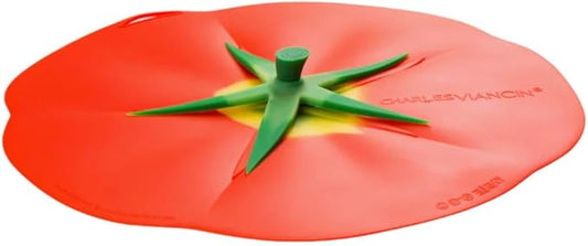 Charles Viancin - Tomato Silicone Lid for Food Storage and Cooking - 11''/28cm - Airtight Seal on Any Smooth Rim Surface - BPA-Free - Oven, Microwave, Freezer, Stovetop and Dishwasher Safe