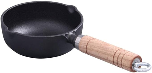 Cast Iron Small Oil Pan with Pour Spout Mini Butter Melting Pot for Stir-Frying Eggs Vegetables and Heating Oil 11.81 Inch Kitchen Cookware