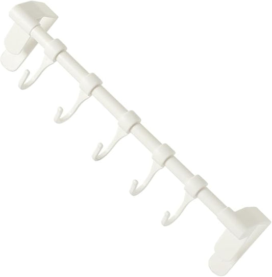 BESTonZON Kitchen Utensil Hooks 5pcs White No-Drill Adhesive Cabinet Hooks Multi-Functional Hanging Rack for Kitchen Storage and Sundries Organization