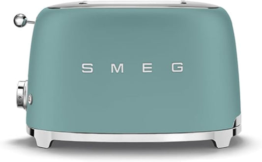 SMEG 2 Slice Toaster with 6 Presets and Defrost Function and Removable Crumb Tray (Jade)