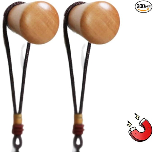 2 PCS Retro Magnetic Hooks, Wrought Iron Wooden Ball Hooks, Creative Punch-Free Storage for Refrigerators, Metal Doors, and Lockers (Beech Wood,S)