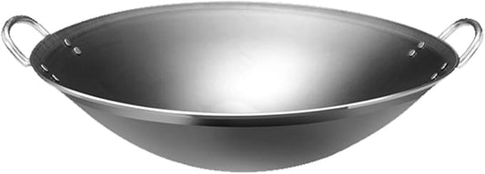 Large Iron Wok, Commercial Large Iron Wok Pan, Double Ear Wok, Not Easy to Rust,50x50x16cm