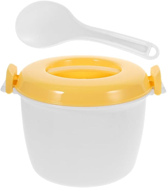 PRETYZOOM Microwave Rice Cooker Large Capacity Insulated Lunch Box with Spoon Portable Steaming Pot for Home Office Dormitory Cooking