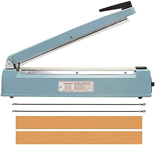 16 inch Manual Impulse Bag Hand Heat Sealer Machine, Bag Sealer Heat Sealing Closer Tool Poly Tubing Plastic Bag, 2 Free Replacement Kit