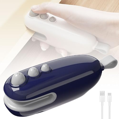 2-in-1 Mini Bag Sealer with Cutter & Magnet - Portable Rechargeable Snack Sealing Machine for Food Storage - Handheld Resealer for Chip Bags (A - White - 2pcs)