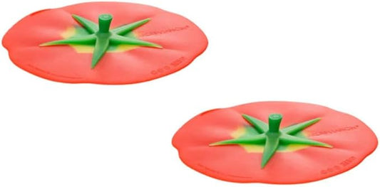 Charles Viancin - Set of 2 Tomato 4” Silicone Drink Covers - Airtight Seal on Any Smooth-Rimmed Glass, Keep Drinks Cool or Hot, Protect from Winged Pests - BPA-Free - Oven, Freezer, Dishwasher Safe