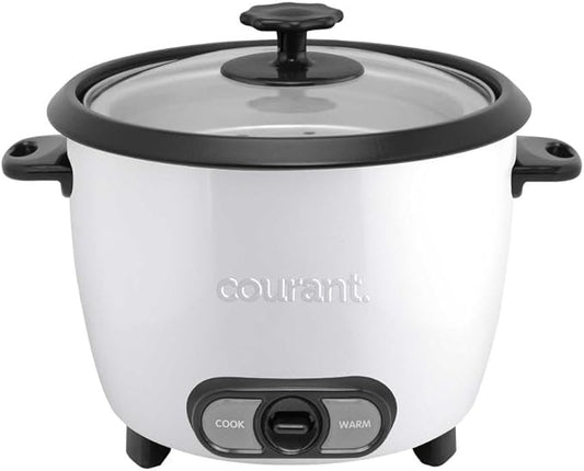 Courant large rice cooker, 30 Cup cooked One-Touch large capacity rice cooker family Removable Non-Stick Bowl, with steamer try, white