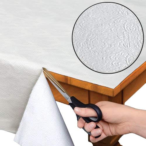 Home Bargains Plus Quilted Heavy Duty Table Pad Protector with Flannel Backing, Cut to Fit, Heat Resistant, Wipe Clean, Protects Table from Spills and Scratches, White, 70” Round Rectangle