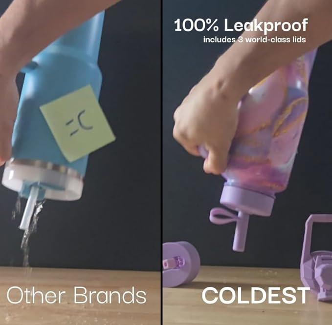 Coldest Tumbler with Handle and Straw, 100% Leak Proof Insulated Tumbler with Lid and Straw (3 Lids), Stainless Steel Tumblers for Women & Men, Cup Holder Friendly, 36 oz (Morrocan Vibes)