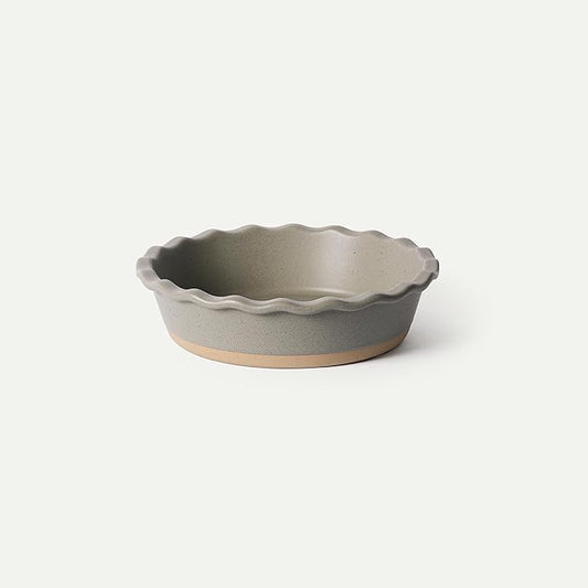 MORA Ceramic Pie Pan for Baking - 9 inch - Deep and Fluted Pie Dish for Old Fashion Apple Pie, Quiche, Pot Pies, Tart, etc - Modern Farmhouse Style Porcelain Ceramic Pie Plate - Peppercorn