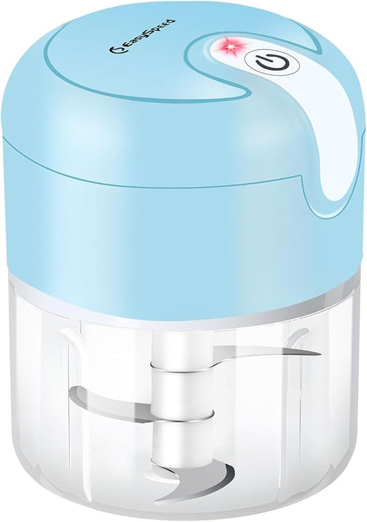 EASYSPEED Electric Garlic Chopper 1Cup, Mini USB Charging Wireless Food Processor with 304 Stainless Steel, 3 Sharp Blades, Portable Kitchen Meat Grinder for Onion, Garlic, Ginger, Baby Food