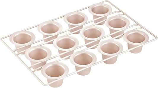 12 Cups Nonstick Popover Pan Muffin Cupcake Pan Pudding Pan Bakeware for Oven Baking, Frittatas, Muffins, Quiches, Pudding Cakes, Gold