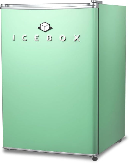 ICEBOX 2.5 Cu. Ft. Compact Refrigerator, ENERGY STAR Certified Small Refrigerator, Single Door Mini Fridge with Chiller Compartment, R600a Refrigerant, IBCR25MNT, Mint Green