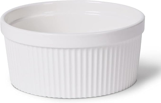 64 oz Ramekins 1 pcs Porcelain Ramekins Dishes for Souffle,Creme Brulee, Pudding, Custard Cups,Bakeware Bowls Set for Baking,Oven Safe, White (8 inch)
