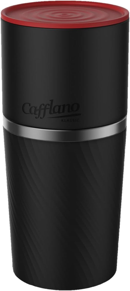Cafflano Klassic : All-in-1, Drip Kettle+Grinder+Permanent Stainless Filter Dripper+Double-wall Tumbler, Pourover, Coffee Maker for Camping & Travel