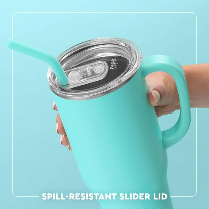 Swig Life 40oz Mega Mug, 40 oz Tumbler with Handle and Straw, Cup Holder Friendly, Dishwasher Safe, Extra Large Insulated Tumbler, Stainless Steel (Under the Sea)