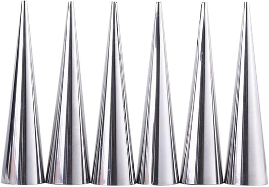 Kopida Cream Horn Molds 6PCS Stainless Steel Horn Molds Cone Croissant Cream Horn Bread Cream Puff Pastry Roll Brioche Mold Waffle Cone Mold Baking Tool