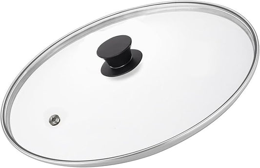 13.5 Inch Glass Lid,Fits Pots With Inner dia 13.2-13.6 Inches, Stainless Steel Lid with Steam Vent, Universal lid for Pots, Pans, Skillets and Woks, Large Covers Replacement of 34cm