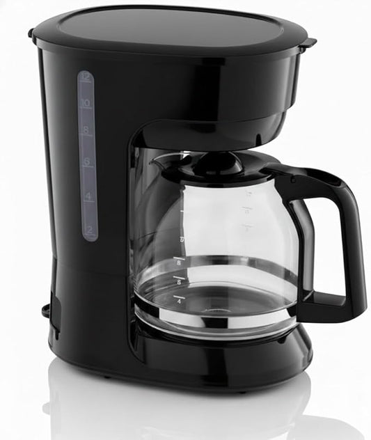 12-Cup Coffee Maker with Easy On/Off Switch, Easy Pour, Non-Drip Carafe with Removable Filter Basket,Keep Hot Plate,Clear Water Level Window Coffee Machine, Black (Black)