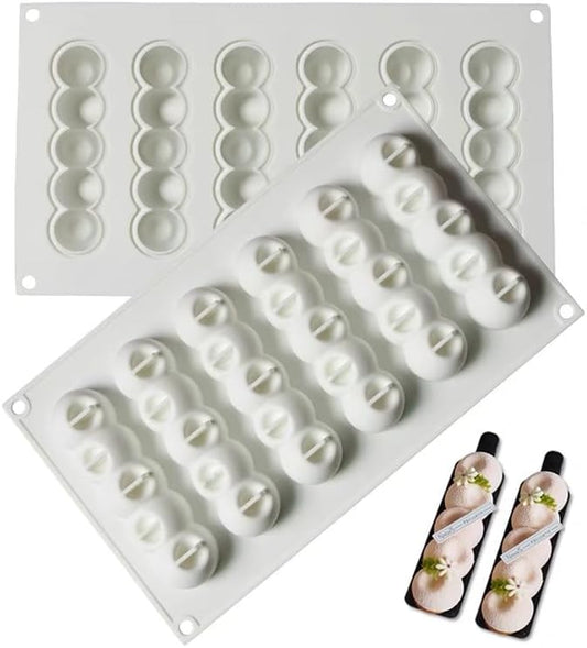 3D Long Strip Flower Shape Eclair Silicone Baking Mold for Mousse Cake,French Dessert Mold for Pastry Chocolate DIY Decoration(6 Cavity)