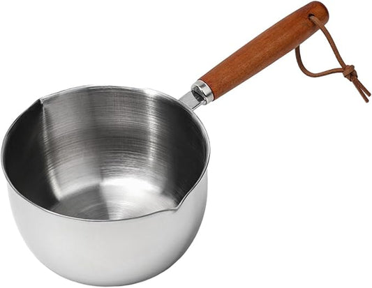 1Pc Stainless Steel Hot Oil Pan Hot Sauce Small Pot Cooking Butter Melting Pot, For Brewing Coffee, Warming Gravy, Melting Butter Or Chocolate, Heating Sauces, Silver(300ml)