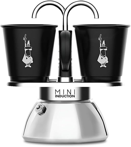 Bialetti Mini Express Induction Coffee Maker, Aluminium, Black, 2 Cups