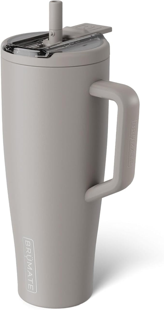 BrüMate Era Flip 40oz Tumbler with 100% Leakproof Covered Straw Lid | Hygienic Covered Straw | Insulated Stainless Steel Water Bottle with Handle | Cup Holder Friendly | BPA-Free (Mocha)
