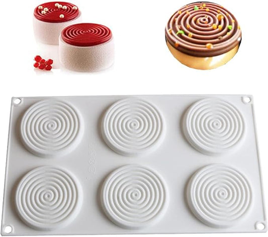 6 Holes Spiral Shape Silicone Mold 3D Cake Moulds Mousse for Ice Creams Chocolate Pastry Bakeware Dessert Art Pan
