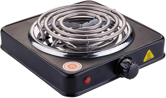 Compact and Portable Countertop Burner- Countertop Single Coiled Burner 1000 Watts Electric Hot Plate Temperature Controls Black
