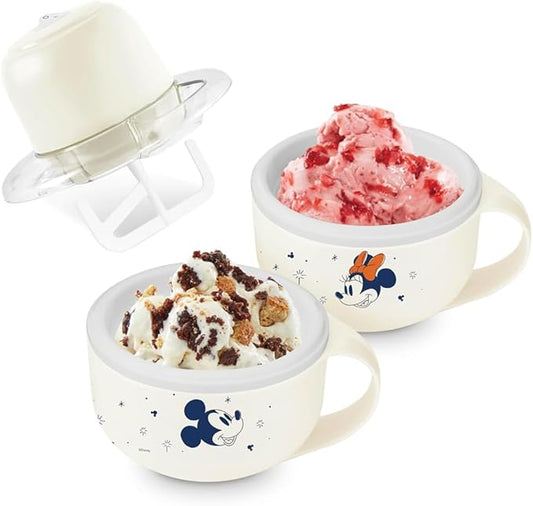 Disney Dash My Mug Ice Cream Maker Bundle - Mini Electric Ice Cream Maker - Creates Gelato, Sorbet & Frozen Yogurt - Easy to Clean & Use - 2 Mugs, Mickey & Minnie Design