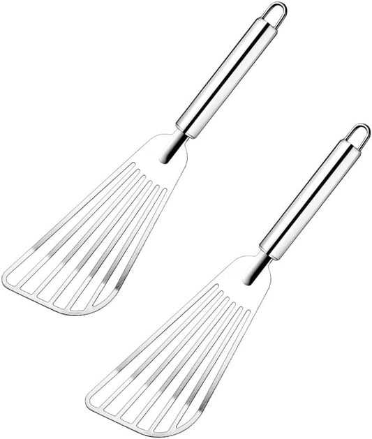 11.8inch Stainless Steel Spatula for Kitchen Use, Slotted Spatulas, Frying Spatula with Thin Edge for Turning and Flipping,2pcs