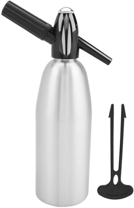 Raguso Soda Bottle Fashionable Attractive Alloy Soda Syphon Bottle Seltzer Portable Siphon Carbonated Seltzer Water Maker With Pressure Regulator for Mojitos Cocktails Juice Drinks(Silver) Sodamaker