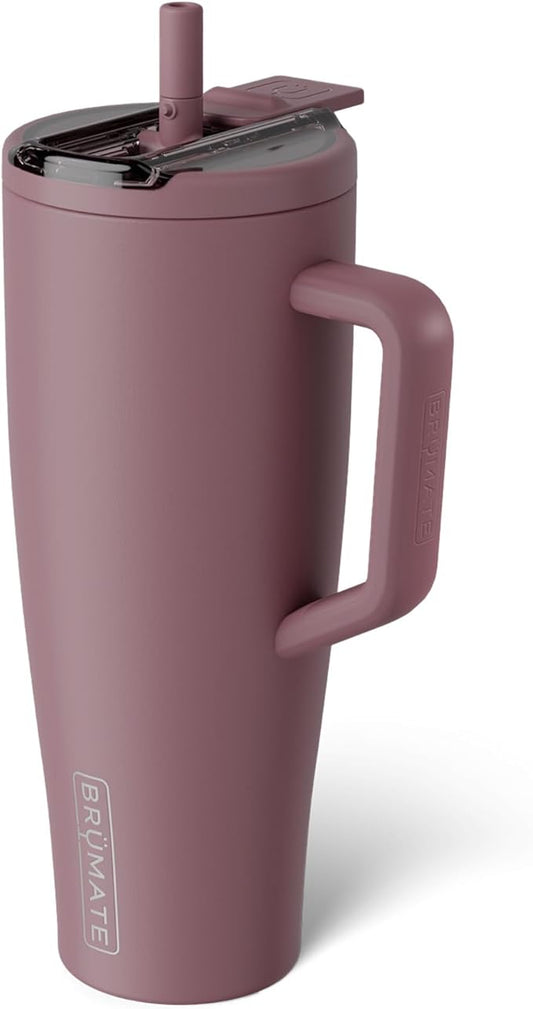 BrüMate Era Flip 40oz Tumbler with 100% Leakproof Covered Straw Lid | Hygienic Covered Straw | Insulated Stainless Steel Water Bottle with Handle | Cup Holder Friendly | BPA-Free (Rose Taupe)