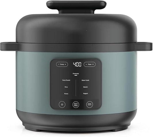 HyperHeat 8-in-1 6.5-Qt Pressure Cooker, 1200W Electric Multi Cooker with SimpliServe Nonstick Pot, Pressure Cook, Steam, Slow Cook, Rice, Pasta, Sear/Sauté, Keep Warm, Sage Leaf