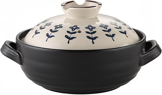 Ceramic Casserole, Japanese Clay Pot Donabe Stone Rice Pot With Lid, Earthen Pot Stockpot Ceramic Casserole Cooker Healthy Cookware Stove Pot Soup Hot Pot(Color:C)