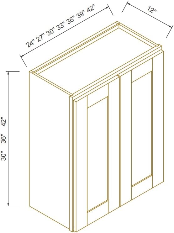 Wall-Mounted Cabinet – Solid Wood Shaker Style Medicine Cabinet with Adjustable Shelves & Soft-Close Doors for Bathroom, Kitchen, and Office Storage (Jade Green, 42" W x 12" D x 30" H)