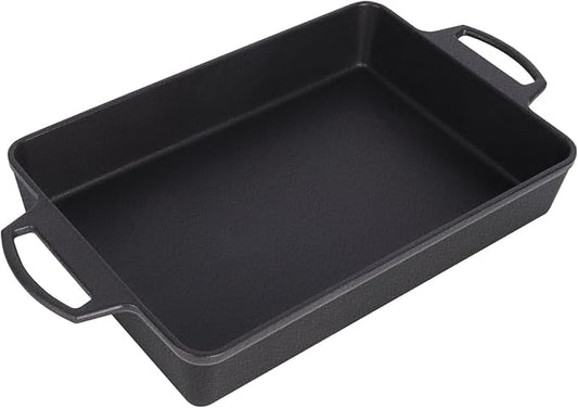 Cast Iron Casserole Dish for Oven, 4.8 Quart Rectangular Baking Pan and Large Lasagna Pan