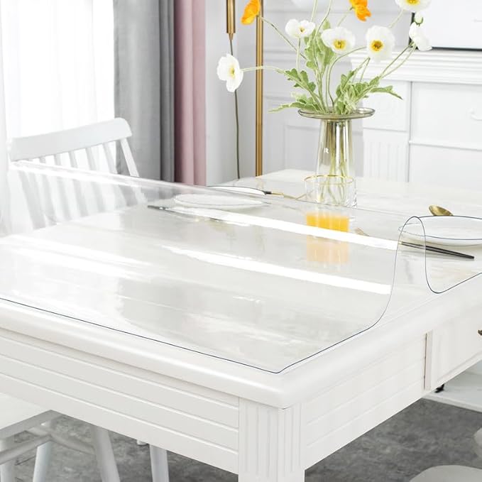 Warmstar Clear Table Cover Protector 32 x 72 Inch,1.5mm Thick Plastic Table Cover Rectangle,PVC Clear Table Protector,Desk Protector Mat for Kitchen, Dresser, Writing Desk，Dining Room Table