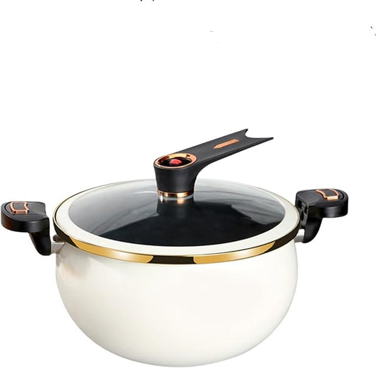 8L / 8.45Qt Micro Pressure Cooker With Visual Glass Lid & Handles, Non-Stick Multi-Function Pot For Gas, Electric Ceramic & Induction Stoves(White)