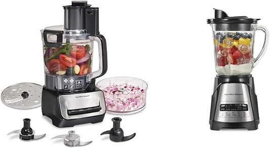 Hamilton Beach Stack & Snap Food Processor and Wave Action Blender Bundle