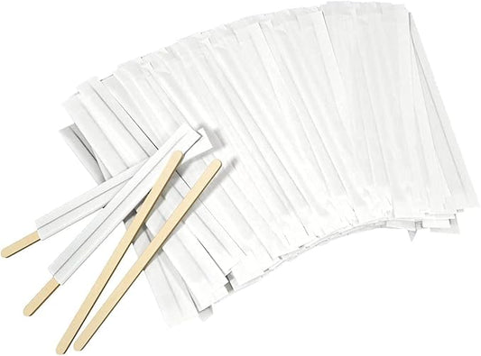 1000Pcs Disposable Wood Coffee Stir Sticks Stirrers Individually Paper Wrapped Coffee Tea Beverage Stirrers Stirrings 5.5 Inch,140mm