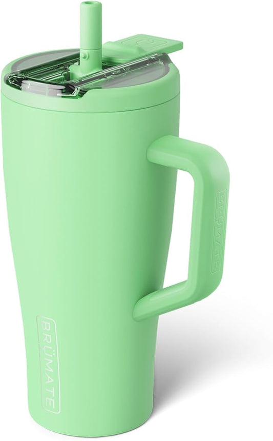 BrüMate Era Flip 30oz Tumbler with 100% Leakproof Covered Straw Lid | Hygienic Covered Straw | Insulated Stainless Steel Water Bottle with Handle | Cup Holder Friendly | BPA-Free (Kiwi)