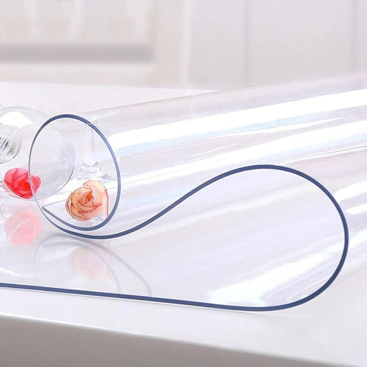NECAUX Custom 42 x 56 Inch Clear Table Cover Protector, 1.5mm Thick Plastic Waterproof Heavy Duty Desk Pad Mat Non-Slip Tablecloth Protector for Coffee Table, Sofa Table, Media Stand, Countertop