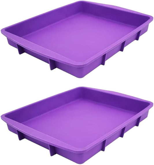 Lmaray 11 x 9.5 Inch Purple Silicone Baking Pan, Safe, Durable, Easy Cleanup, Microwave and Oven Safe, 2 Pieces