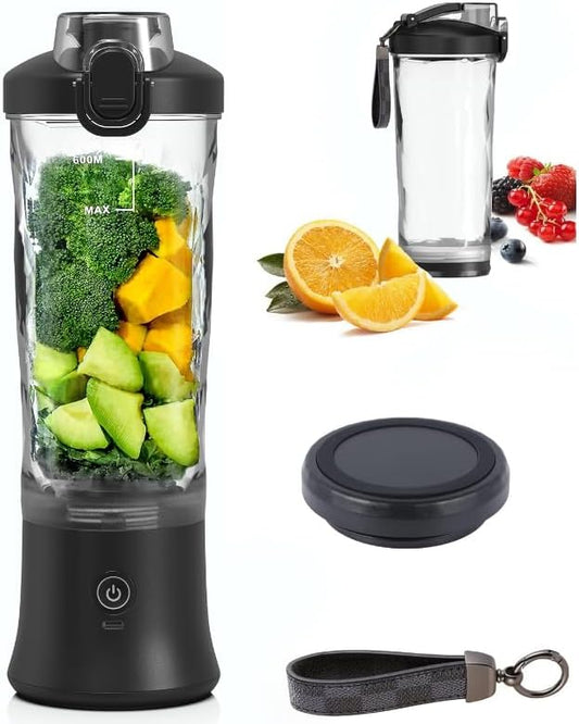 CC Store Portable Blender, USB-C Rechargeable Personal Blender for Shakes and Smoothies, 22oz Leakproof Travel Cup, BPA Free, Cordless, Dishwasher Safe Parts for Home Gym Office Travel, Black