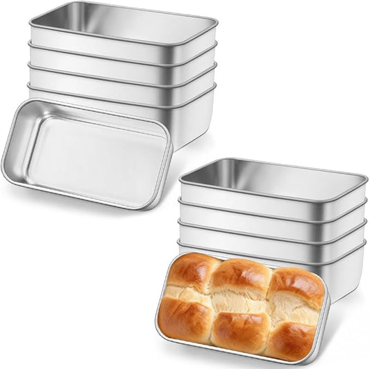Leonyo Stainless Steel Mini Loaf Pans for Baking, 10 Pack 6.3x3.5IN Small Bread Loaf Pans for Meatloaf, Metal Mini Loaf Tins for Banana Bread Baking Homemade Brownies Smaller Loaves, Dishwasher Safe